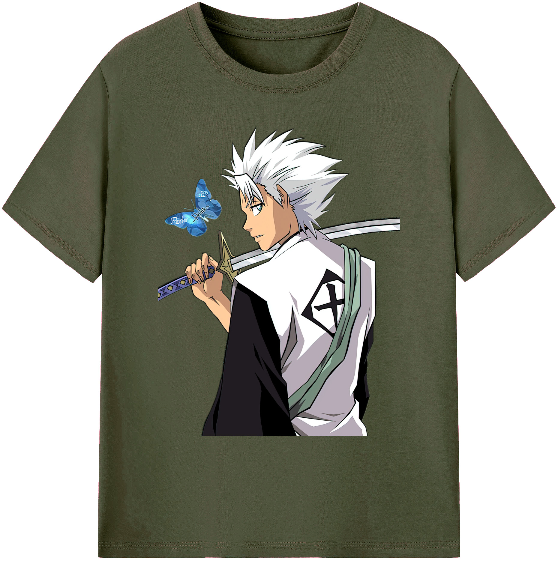 （画像用） ブリーチ 日番谷冬獅郎（ひつがや とうしろう） BLEACH Hitsugaya Toushirou 綿100％ メンズ半袖Tシャツ｜肌触りやわらか＆通気性